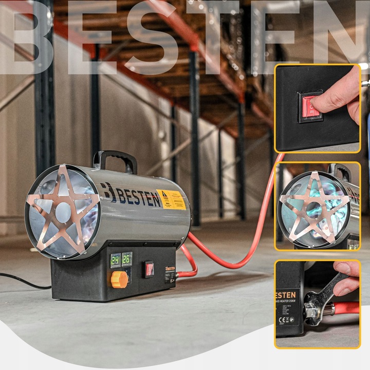 Nagrzewnica Gazowa Automatyczna Na Butlę Dmuchawa Termostat 25KW + Reduktor