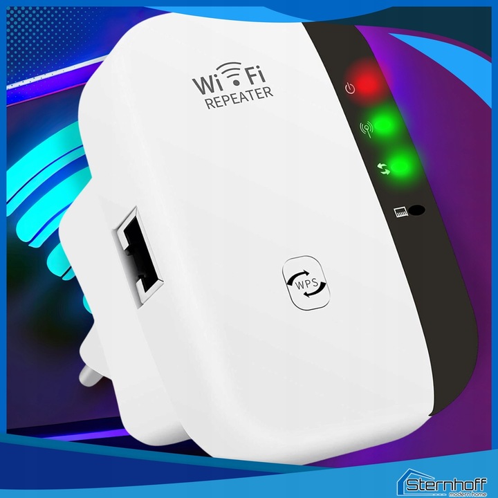 WZMACNIACZ SYGNAŁU SIECI WIFI MOCNY ZASIĘG 300 Mb/s +KABEL LAN NIE PRZERYWA
