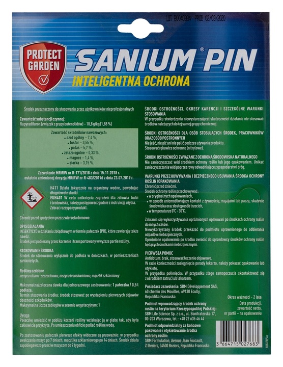 Sanium Pin pałeczki 2w1 nawozowe i na szkodniki