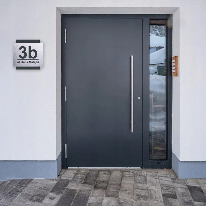 NOWOCZESNA TABLICZKA ADRESOWA Z NUMEREM DOMU ULICA | ALUMINIUM 25x25cm