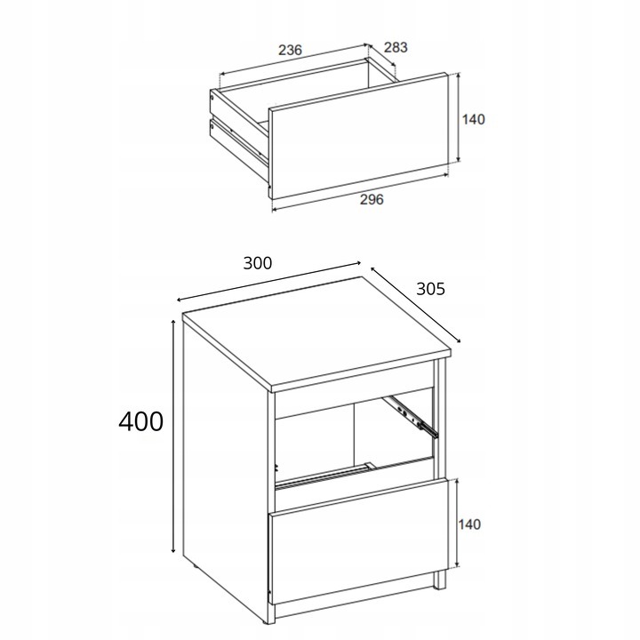 SZAFKA NOCNA Stolik 2 szuflady komoda Dąb Wenge nakastlik 30 CM do