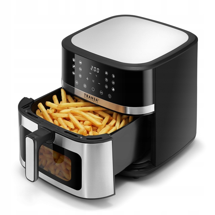 FRYTKOWNICA BEZTŁUSZCZOWA INOX 8L 2200W PODŚWIETLENIE LED 12 PROGRAMÓW