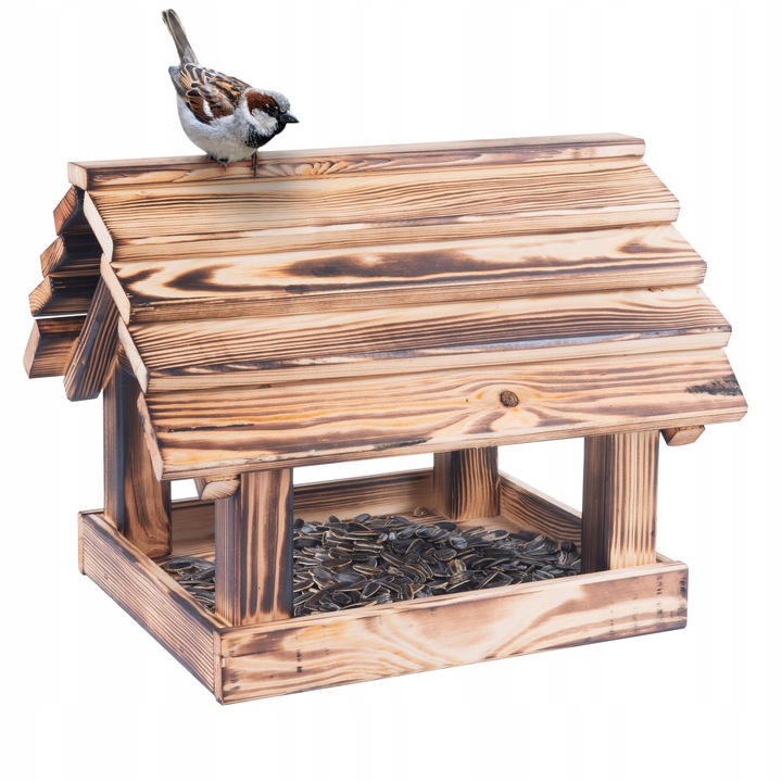 Stojący Karmnik Ogrodowy Dla Ptaków Opalany Solidny Duży + Słonecznik