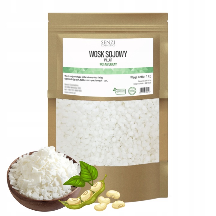 Wosk Sojowy 1kg PILLAR Do Świec Wolnostojących Pastylki Senzi