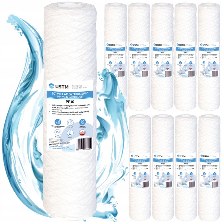 Filtr do wody filtrujący wkład sznurkowy 10 mikron PP10 Ustm x 10 sztuk
