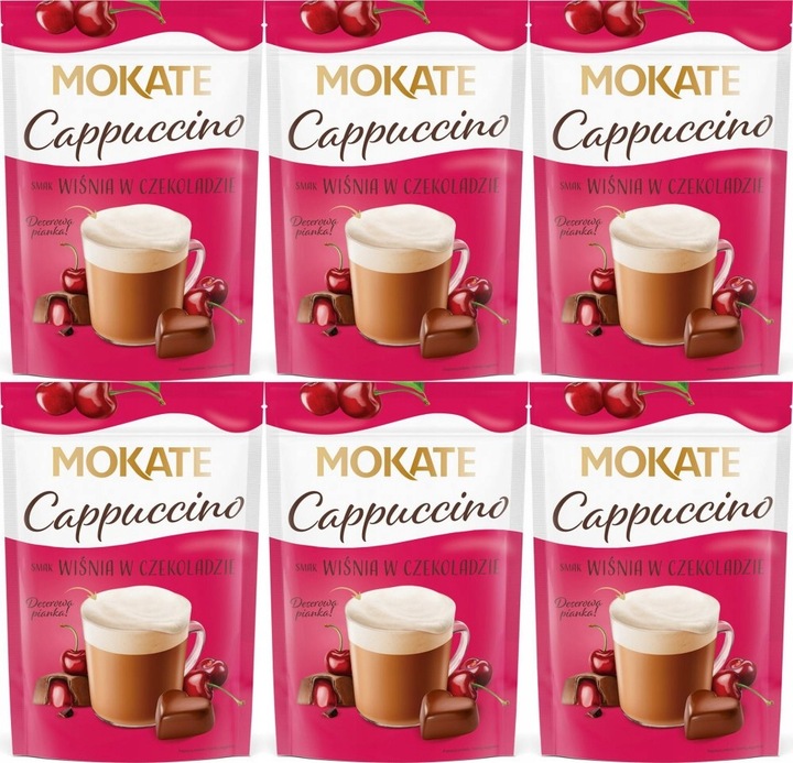 Napój Kawowy Kawa Cappuccino Wiśnia w Czekoladzie 110g Pianka Mokate x6