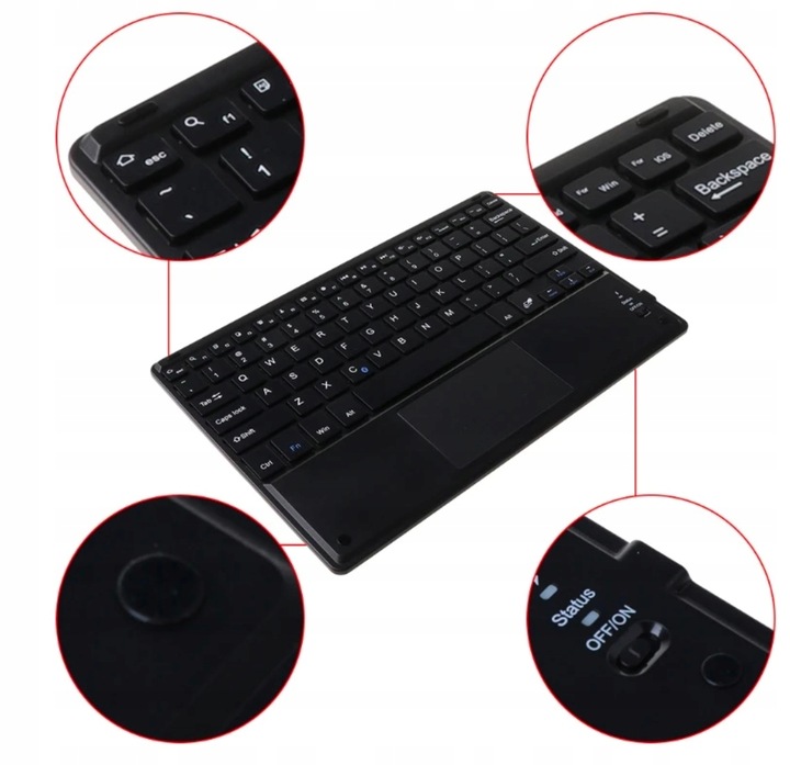 KLAWIATURA BEZPRZEWODOWA BLUETOOTH TOUCHPAD do SAMSUNG APPLE LENOVO XIAOMI
