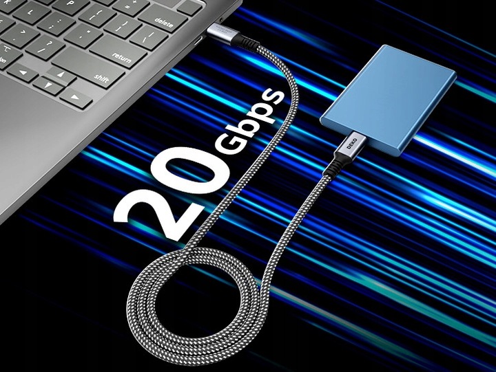 KABEL USB C SZYBKIE ŁADOWANIE 100W USB Typ C 3.2 DO APPLE Thunderbolt 2M