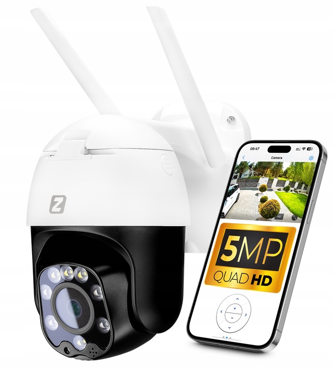 OBROTOWA KAMERA ZEWNĘTRZNA IP WIFI 3X ZOOM 5MPx 2K