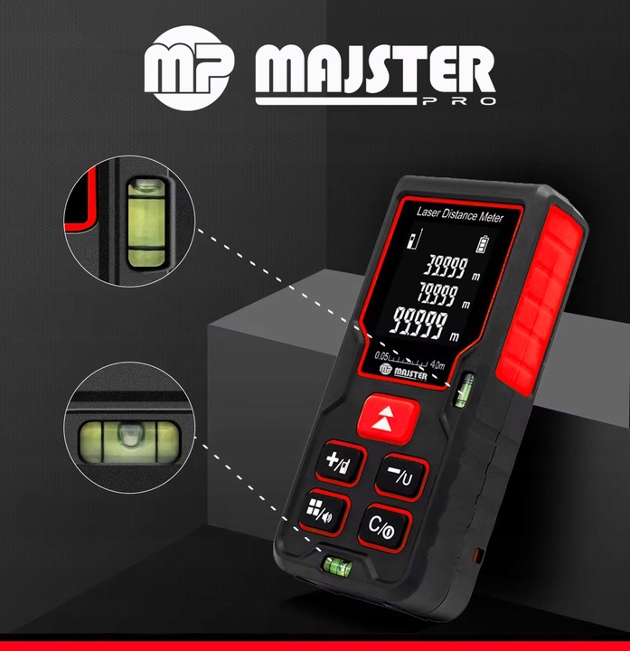 DALMIERZ LASEROWY 40M CYFROWY MIERNIK ODLEGŁOŚCI POZIOMICA LASEROWA