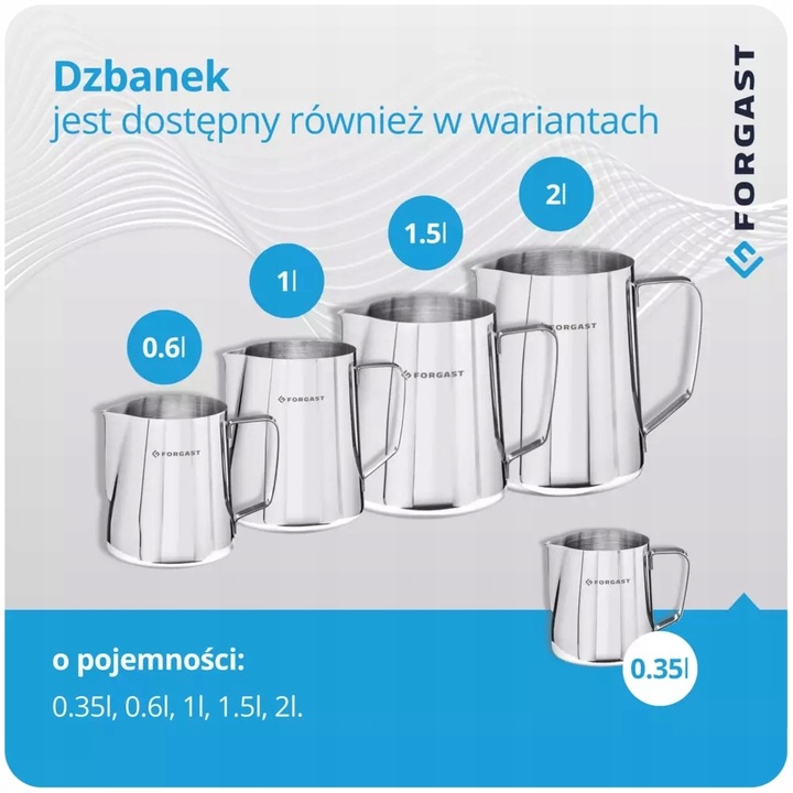 FORGAST DZBANEK STALOWY DO SPIENIANIA MLEKA KUBEK 0,35 L FG11020