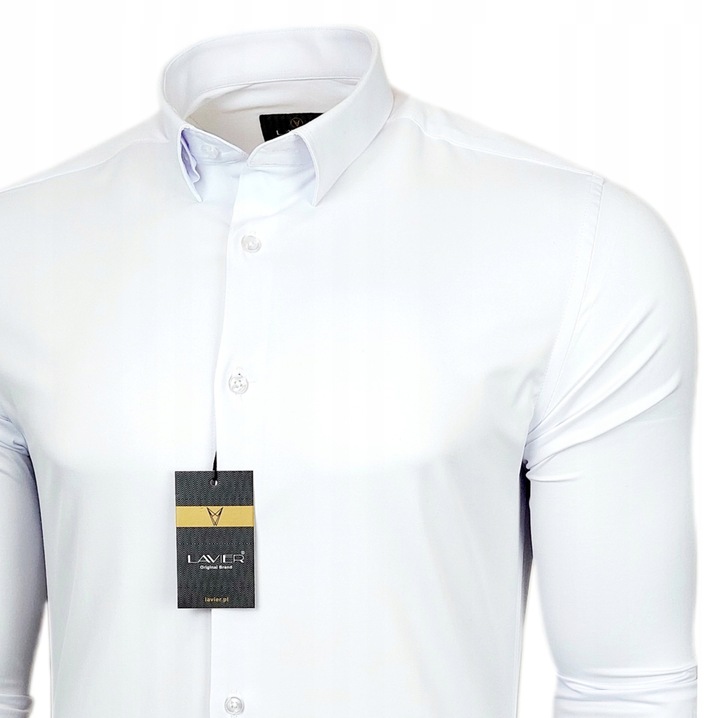 Koszula męska Biała dopasowana Lavier - SLIM FIT Bawełna Rozmiar XL