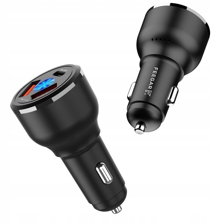 Feegar Szybka ŁADOWARKA SAMOCHODOWA USB x3 USB-C TYP-C PD QC 3.0 66W 9A