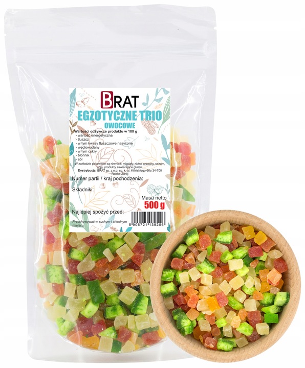 KANDYZOWANE OWOCE MIX 500g Ananas Melon Papaja