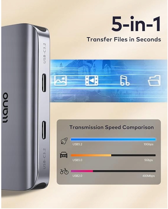 STACJA DOKUJĄCA HUB DO LAPTOPA MACBOOK PC USB-C 3.2 GEN2 4 PORTY 100W IPAD