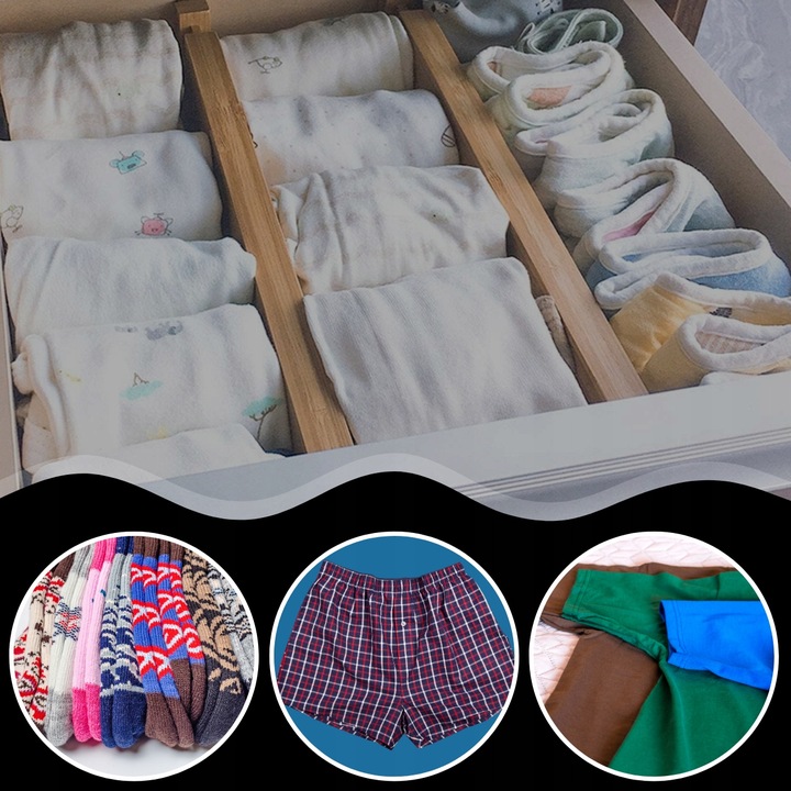 ZESTAW 4x ORGANIZER DO SZUFLADY NA SKARPETKI KUCHENNY DO SZUFLAD