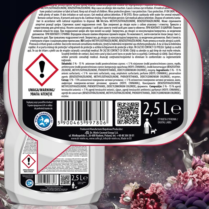 SOFIN Płyn do Prania Color Black Ochrona Kolorów i Tkanin 2 x 2,5l 100 prań