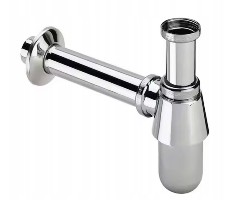 ZESTAW: SYFON UMYWALKOWY DO UMYWALKI + KOREK KLIK-KLAK BEZ PRZELEWU SREBRNY