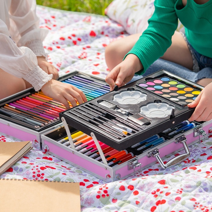 Zestaw Artystyczny, walizka z lamą, 145 elementów RAGI - RÓŻOWY