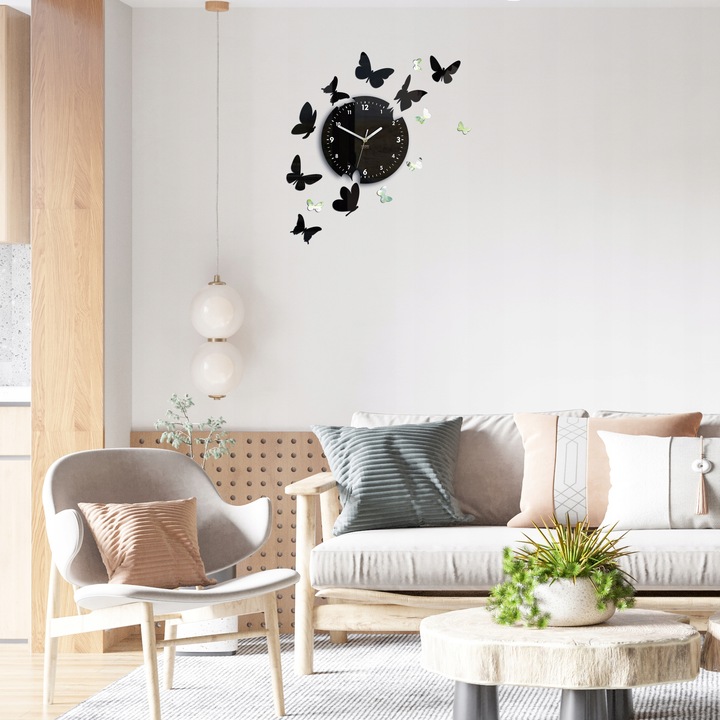Zegar ścienny MOTYLE 14 czytelny i CICHY - Lustro
