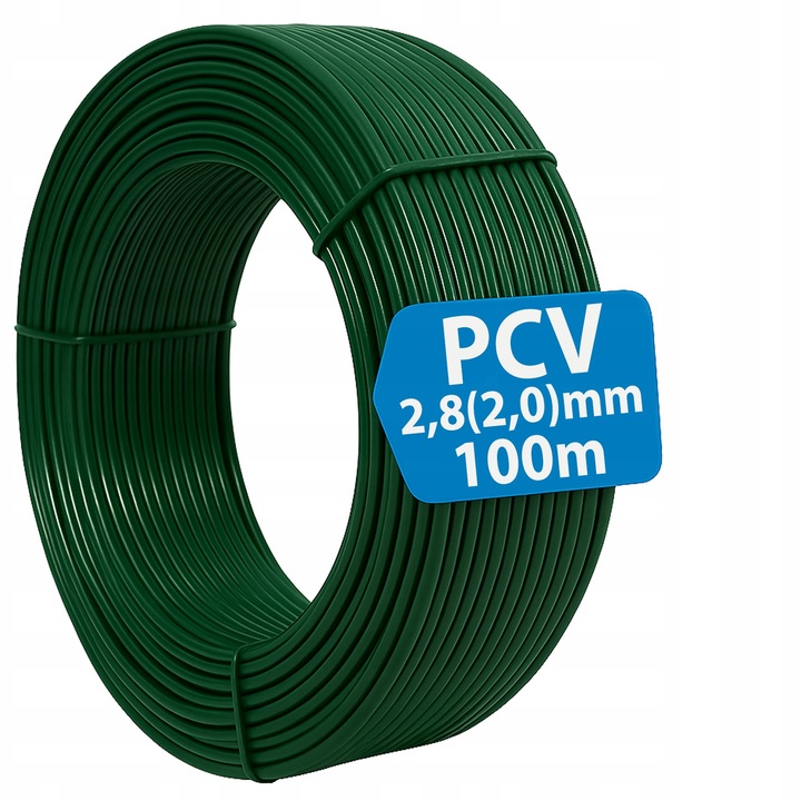DRUT POWLEKANY PCV OGRODNICZY NACIĄGOWY DO SIATKI 2,8 - 2,0MM 100M