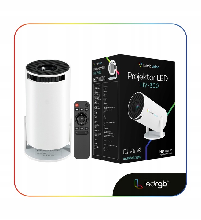 PROJEKTOR RZUTNIK ANDROID TV 4K WIFI FULL HD PRZENOŚNY SMART GŁOŚNIK