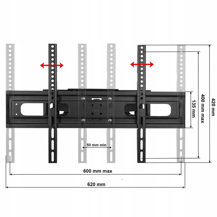 OBROTOWY UCHWYT do TELEWIZORA WIESZAK TV do 70 cali 600x400 VESA do