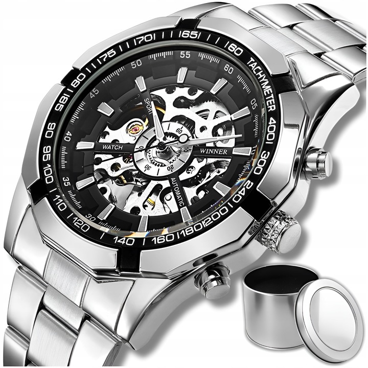 ZEGAREK MECHANICZNY MĘSKI AUTOMATYCZNY STALOWY LUKSUSOWY WINNER +