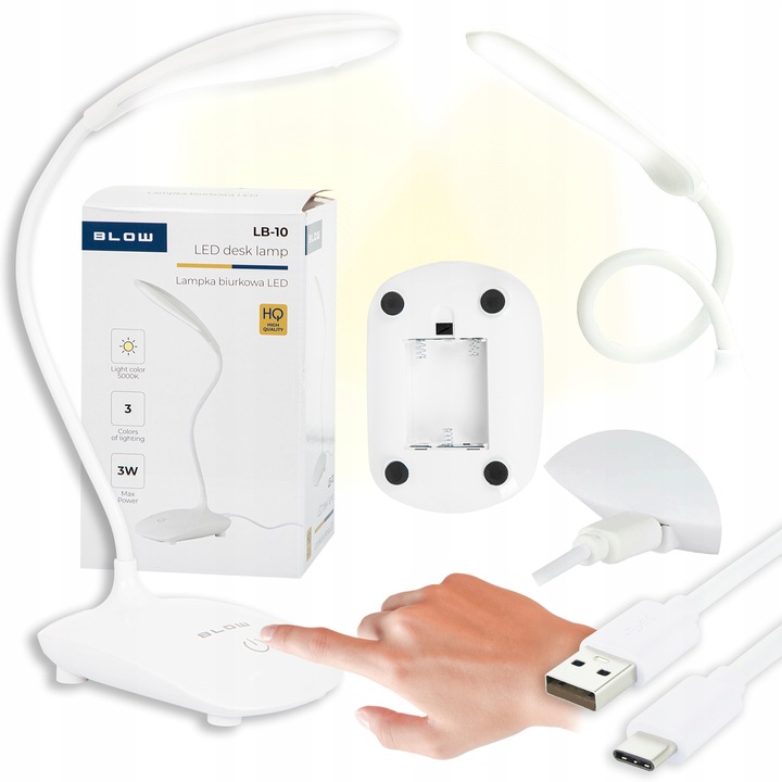 LAMPKA NOCNA NA BIURKO SZKOLNA LED 3 TRYBY NA BATERIE BEZPRZEWODOWA