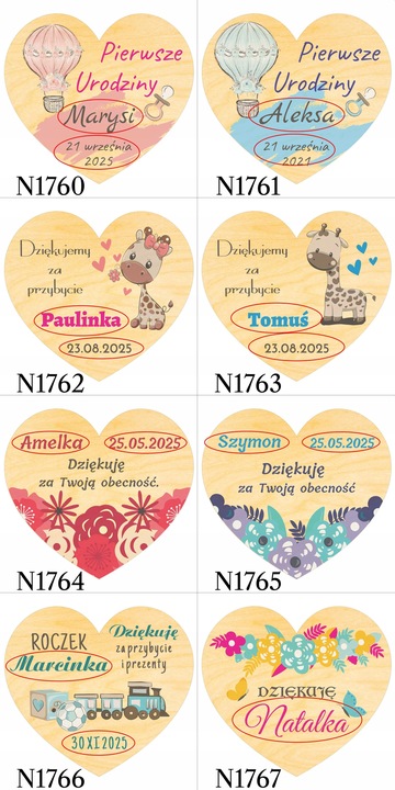 Podziękowania dla gości KOMUNIA na CHRZEST I ROCZEK URODZINY magnes 10