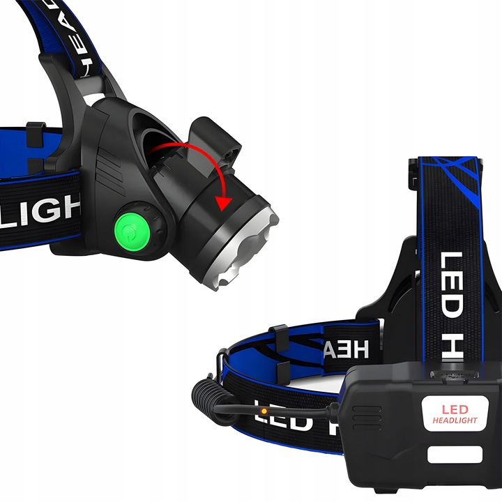 LATARKA CZOŁOWA LED ZOOM XML-T6 CREE LAMPKA CZOŁÓWKA ŁADOWARKA + AKUMULATOR