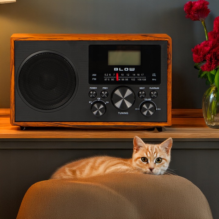 RADIO KUCHENNE RETRO PRZENOŚNE BLUETOOTH ZEGAR LCD FM ANTENA AUX USB-C