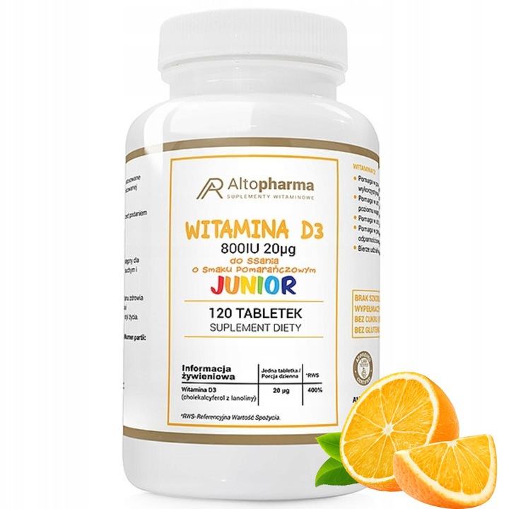 WITAMINA D3 800IU 20µg DLA DZIECI DO SSANIA 120tab