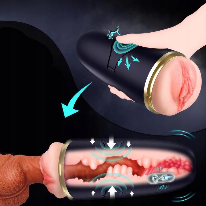 Automatyczny Masturbator Męski Ssący Realistyczna Pochwa Wypustki 10 Trybów