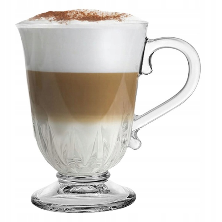 SZKLANKI DO KAWY LATTE ZESTAW 6 SZT SZKLANKA 320 ML KOMPLET Z ŁYŻECZKAMI