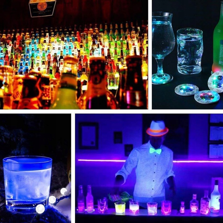 Podstawka Naklejka LED pod Butelkę Szklankę Kubek Zestaw 10 szt.