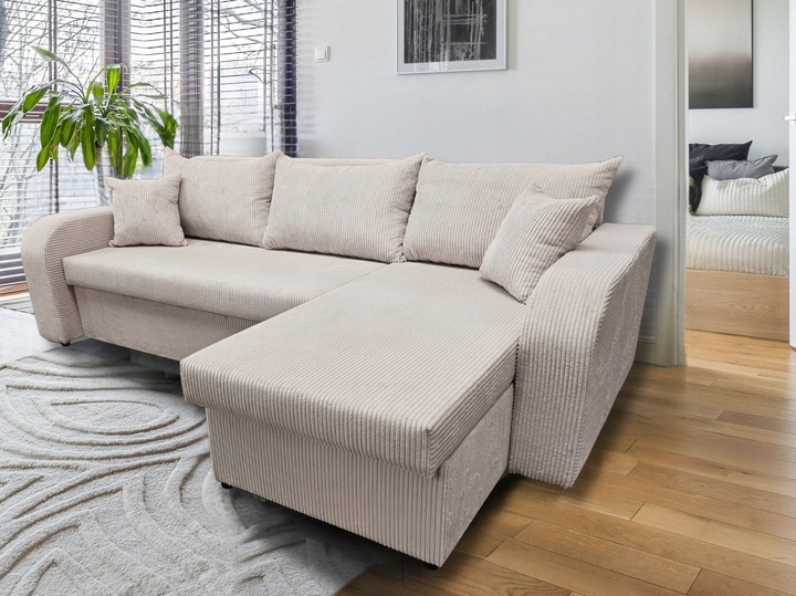 Narożnik rozkładany z funkcją spania - PALERMO sztruks, 2 pojemniki