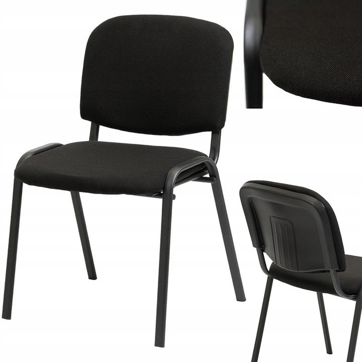 KRZESŁO KONFERENCYJNE BIUROWE ISO BLACK GRUBY PROFIL TAPICEROWANE Z