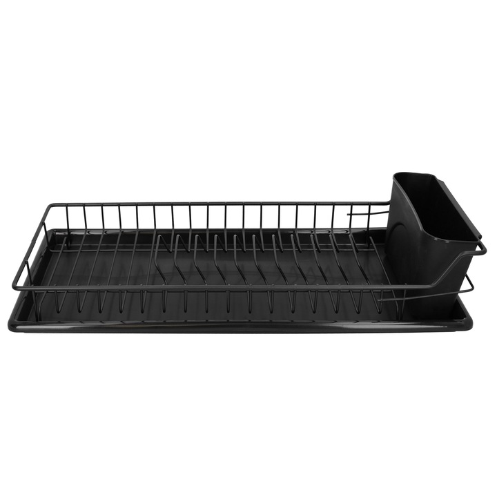 Suszarka do naczyń ociekacz na sztućce stojąca czarna plastikowa 50,5