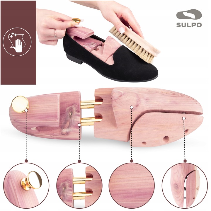 Prawidła cedrowe do rozciągania obuwia drewniana + łyżka do butów ZESTAW