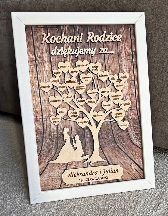 PODZIĘKOWANIE dla RODZICÓW PREZENT obraz 3D