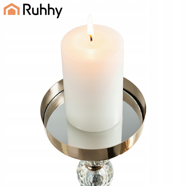 Świecznik Szklany Lampion Zestaw 1-2-3 Świeczniki na Nodze Srebrne