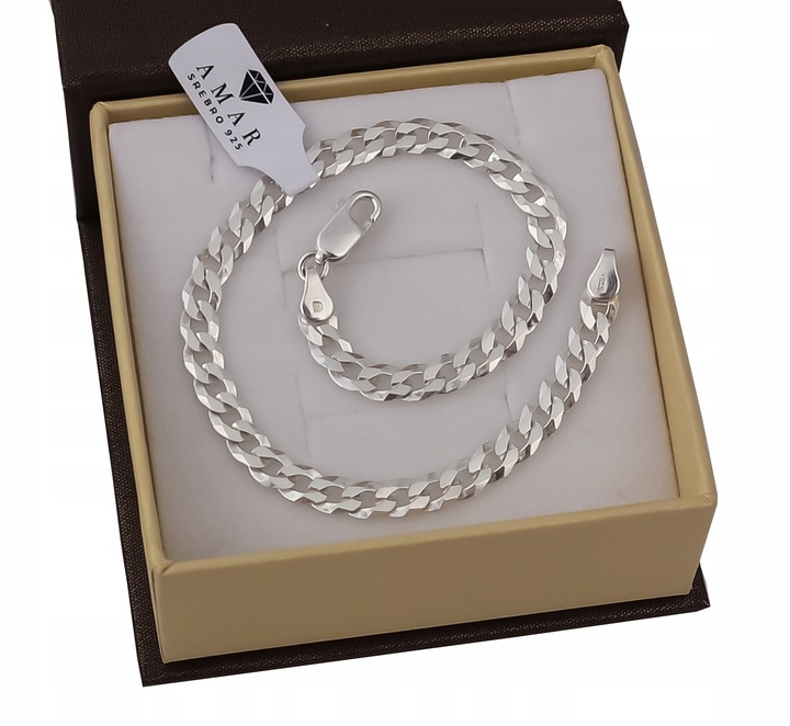 SREBRNA PEŁNA BRANSOLETKA MĘSKA PANCERKA SOLIDNA PR. 925 + GRAWER GRATIS