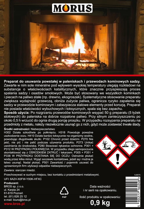 Morus - proszek do usuwania sadzy z kominków i pieców 0,9kg - 3 OPAKOWANIA