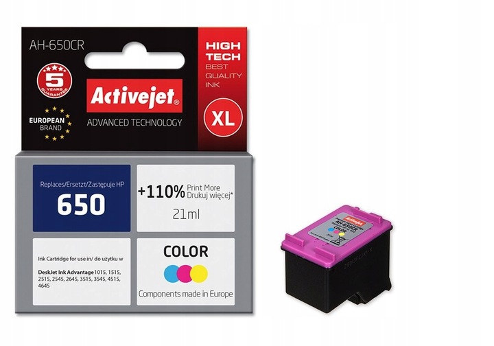 Tusz ACTIVEJET AH-650CR zamiennik HP 650 CZ102AE kolor