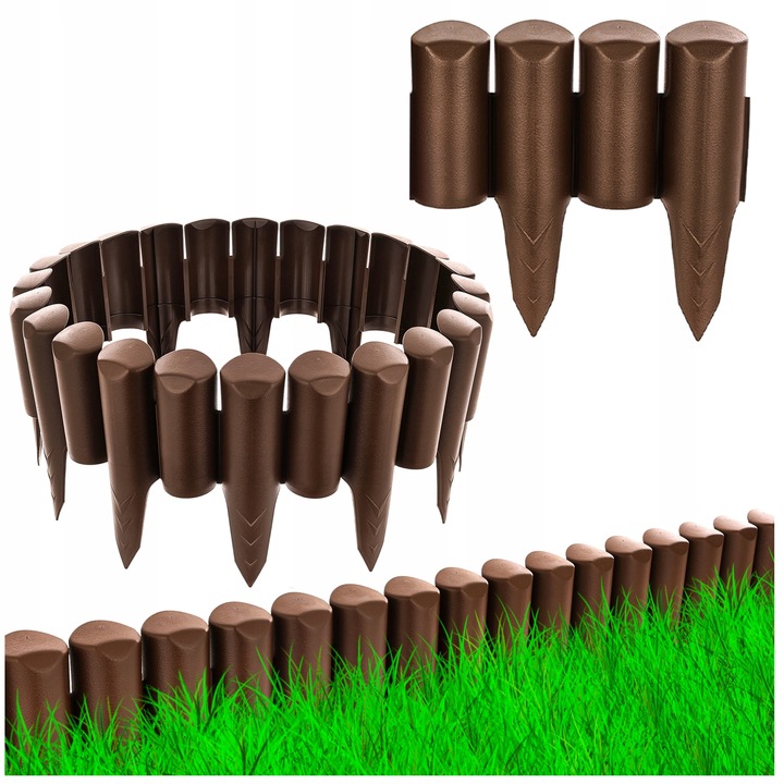 PALISADA OGRODOWA - UV- WYSOKA Wytrzymała Płotek Ogrodowy Obrzeże - Brązowa