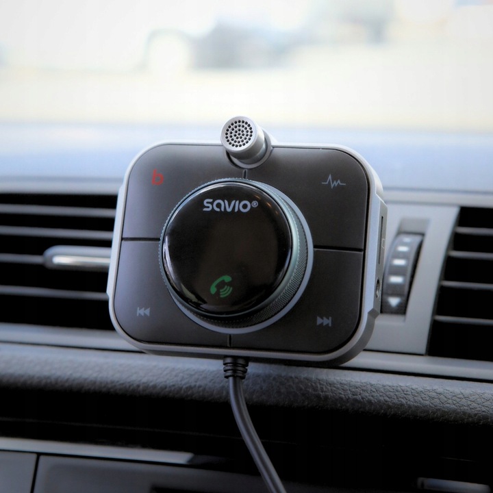 Transmiter FM Bluetooth Ładowarka USB QC SAVIO TR-14 Zestaw