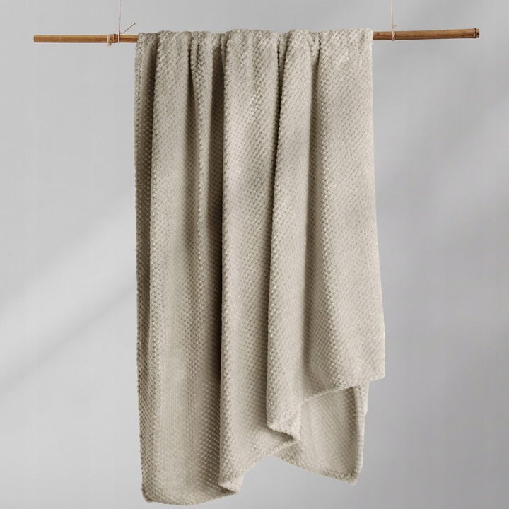 RESTILO Koc narzuta na łóżko 220x240cm c. beż pled narzuta na sofę