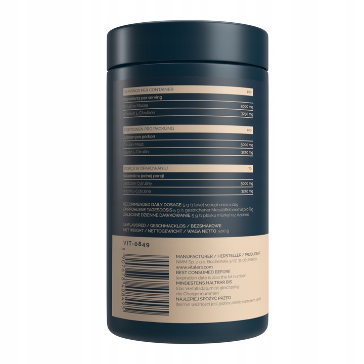 Cytrulina PreWorkout Citrulline Malate Jabłczan Pure Bezsmakowa Pompa 500g