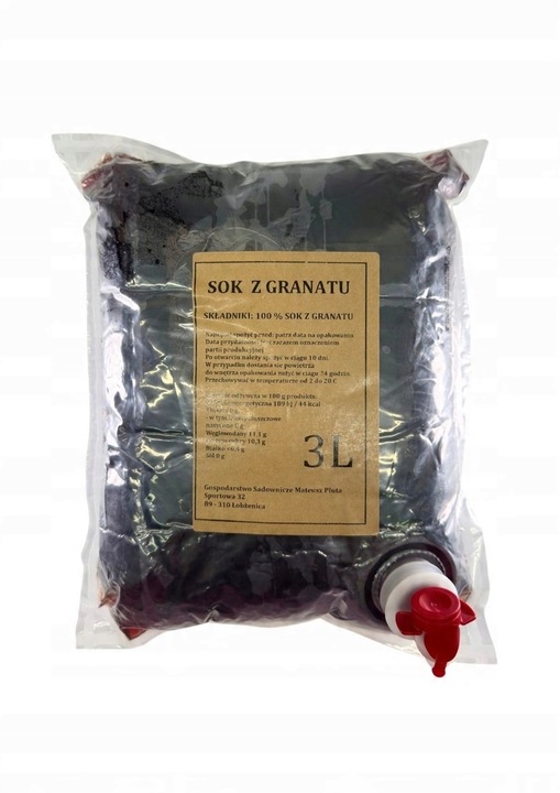 SOK Z GRANATU 100% 3L Tłoczony Z Granatów NATURALNY NFC Zdrowy BEZ CUKRU